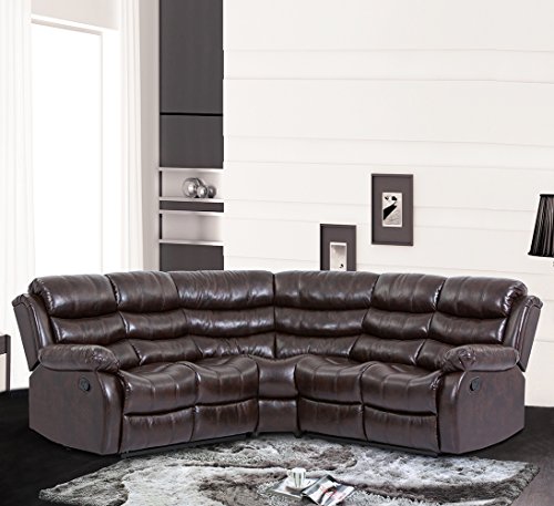 BestMassage Sectional Sofa Recliner Sofa With Recliner With 2 Reclining Seat For Home Living Room Large Classic And Traditional Furniture