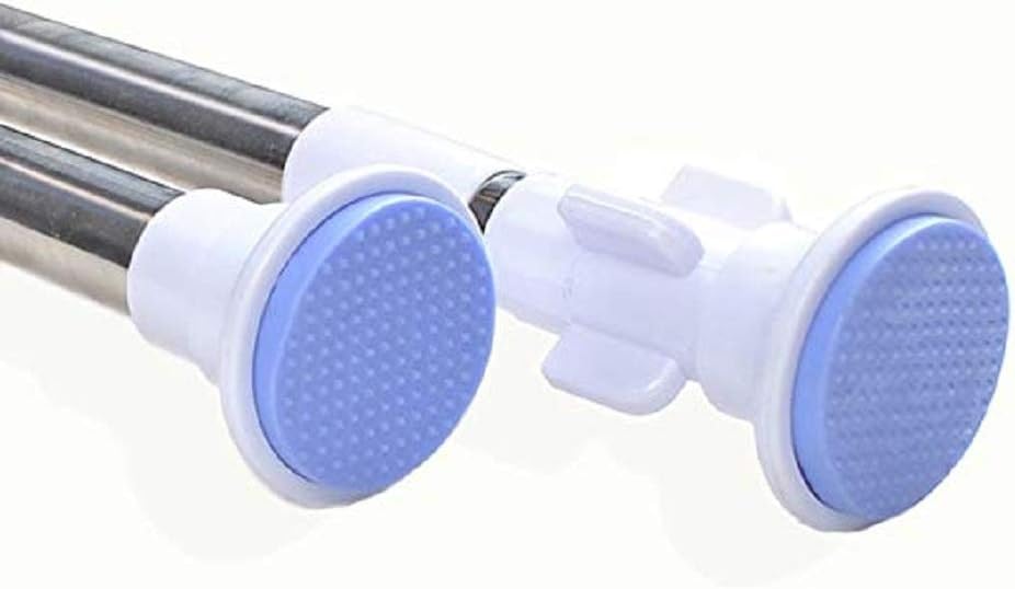 FLYF Spring Net Curtain Rod Extendable Tension Telescopic Poles,Blue. (90-160cm)