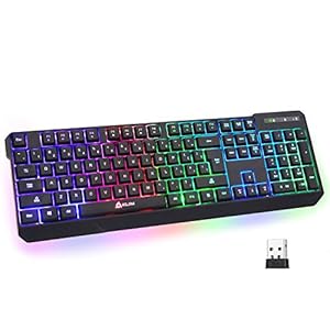 KLIM Chroma Wireless Gaming Keyboard RGB New 2023 Version – Long-Lasting Rechargeable Battery – Quick and Quiet Typing…