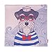 Kingla Home Cotton Linen Decorative Square Throw Pillow Covers Cute Sailor Dog Cartoon Pillowcases 18 x 18 Inch