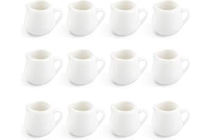 12PCS Mini Ceramic Creamer, 3 OZ Small Porcelain Creamer Pitcher, Small Syrup Pitcher, Coffee Creamer Pitcher, Creamer Dispen
