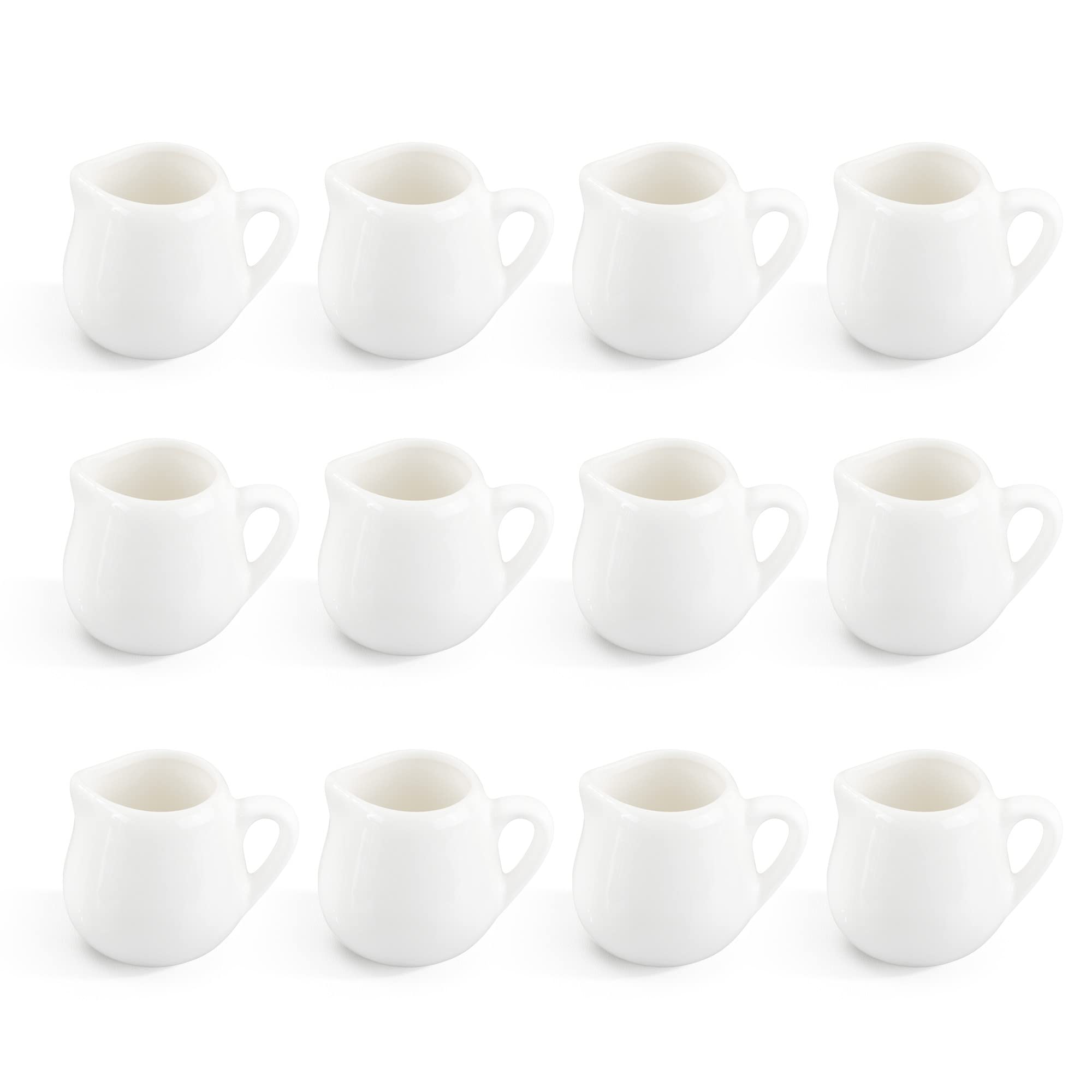 Photo 1 of 12PCS Mini Ceramic Creamer, 3 OZ Small Porcelain Creamer Pitcher, Small Syrup Pitcher, Coffee Creamer Pitcher, Creamer Dispenser, White Ceramic Pitcher for Coffee Tea Milk Sauce with Handle