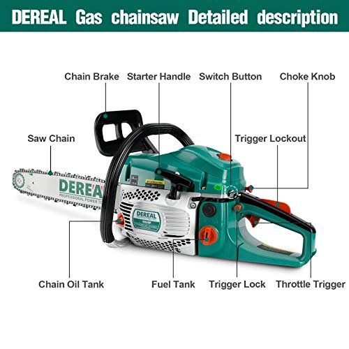 DEREAL 58cc Gas Chainsaws 2StrokeCycle Gasoline Powered Chain Saws