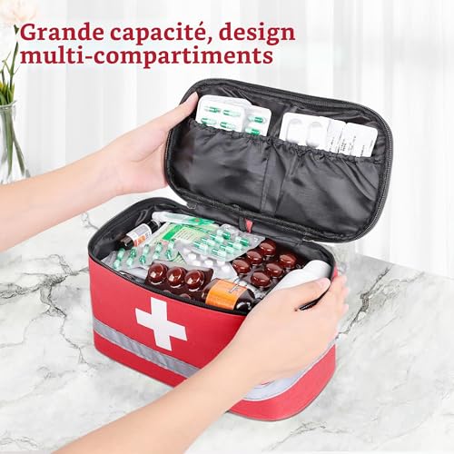 Romon 1 x Empty Emergency Bag, Waterproof Portable Medicine Bag, Large Capacity Emergency Bag, Medicine Storage Bag for Home, Office, Travel