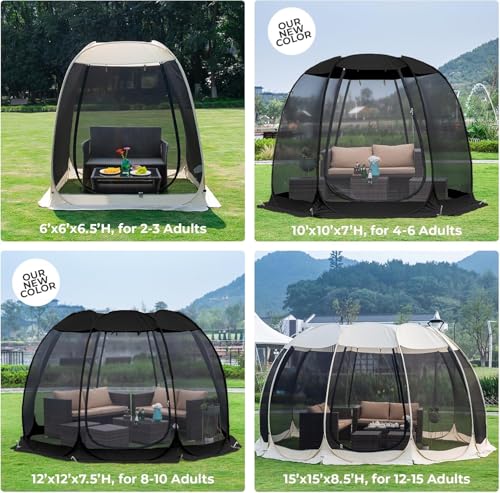 Alvantor Pop Up Screen House Tent, 10x10ft Instant Gazebo with Mosquito Netting & UPF 50+ Sun Protection for Camping, Patio, Backyard image 22