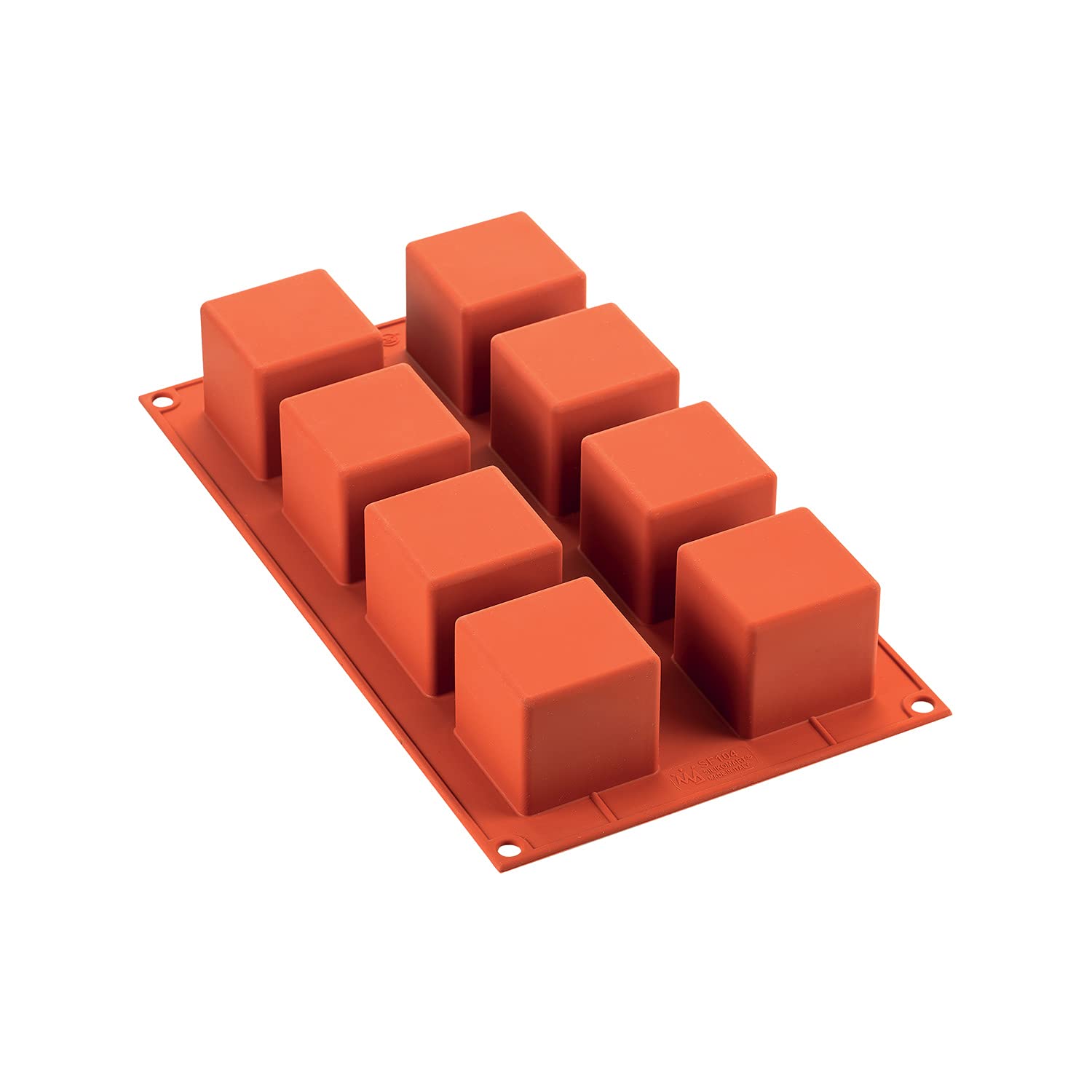 Silikomart | SF104 Silicone Mould for Monoportions CUBI, Non-Stick, 8 Cavities, Pack of 10 Cake Moulds, 50 x 50 h 50 mm Volume 8 x 125 ml Tot. 1000 ml