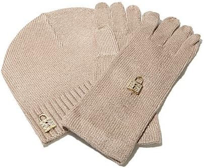 Carol Brodie: Accessorize Your Life Jeweled Lock and Key Hat and Gloves Set ~ Tan