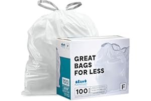Plasticplace TRA155WH Code F Compatible (100 Count) │ White Drawstring Garbage, Liners 6.5 Gallon / 25 Liter │ 21.75" x 20"