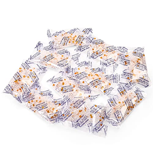 LotFancy 10 Gram 40 Packs Indicating Silica Gel Packets, Food Safe Desiccant Packs, Moisture Absorber Dehumidifier, Orange to Dark Green