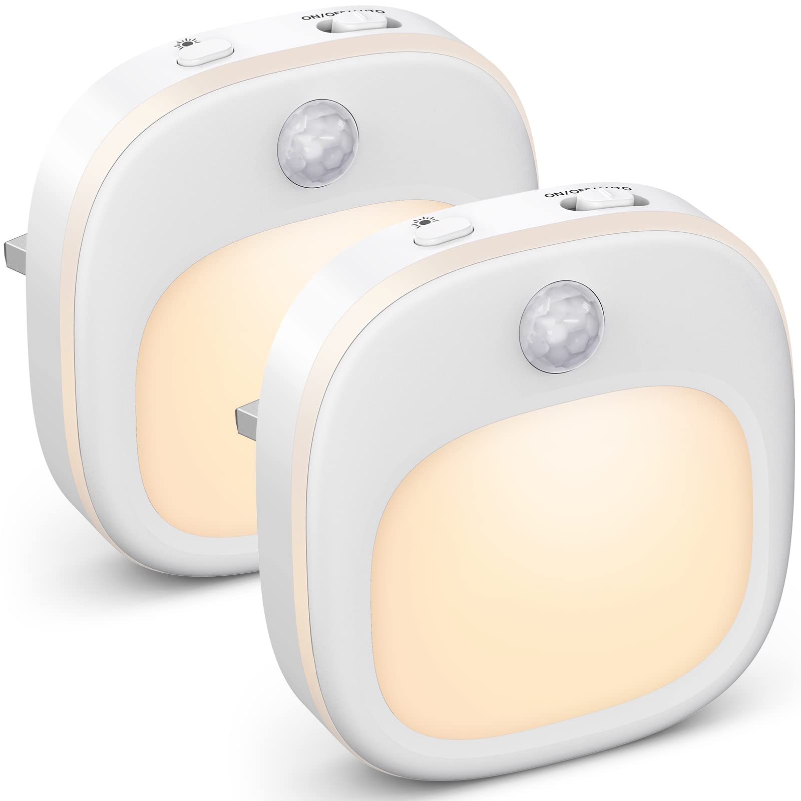 ANOPU 2 Pack Plug-in Motion Sensor Night Light - 3 Colours, Dimmable, Indoors, Suitable for Hallway, Bedroom, Kids, Stairs, Kitchen — image 1
