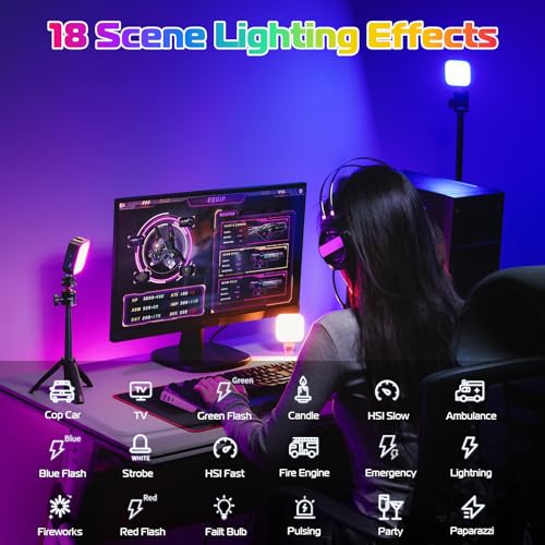 ULANZI U60 RGB Video Lights Black LED Camera Light 360° Full Color Portable Photography Lighting w Quick Release Cold Shoe Adapter and Clip, 2500mAh Rechargeable CRI 95+ 2500-9000K Dimmable Panel Lamp