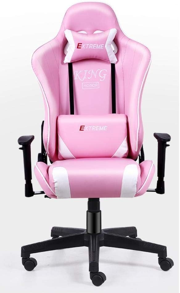 Zhangxiaoshan Computer chair home comfortable reclining office chair lift swivel chair seat back boss chair game gaming chair-Pink without footrest_Steel feet_