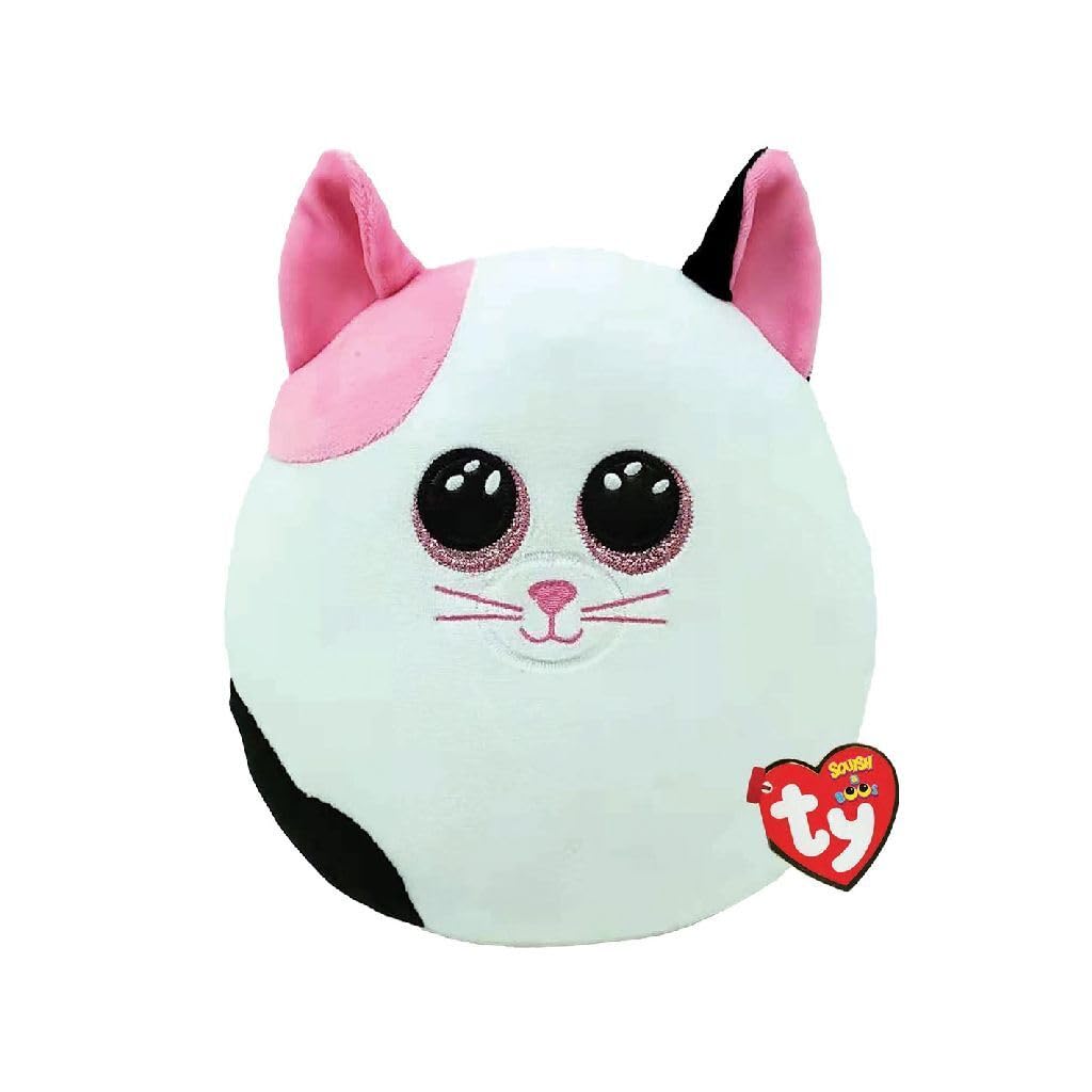 TY Muffin Cat Squish a Boos 10" | Beanie Baby Soft Plush Toy | Collectible Cuddly Stuffed Teddy, White