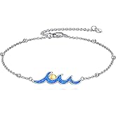 LWQQWL Wave Bracelets for Women 925 Sterling Silver Wave Bracelets Summer Ocean Theme Jewelry Gifts