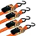 Ratchet Strap Tie Downs With Hooks For Heavy Duty Moving Of Motorcycles Kayaks Boats Trucks ATVs 4 Pack By TrueGrit Gear | Bonus 4 Soft Loops