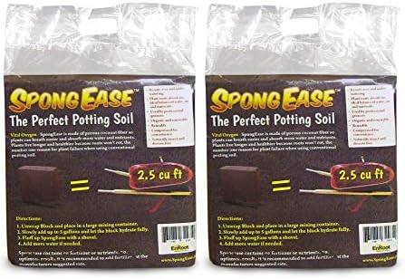 SpongEase Coconut Coir Compressed Block expands up to 18.7 Gallons (2.5 Cu Ft) - Ideal Growing Medium for Potting Mix - Healthy Roots, Healthy Plants and Bountiful Harvest (Тwo Рack)