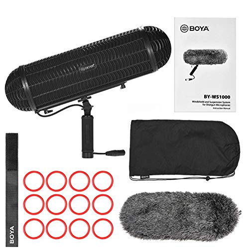 Handheld Mic Windshield Suspension System, BOYA BY-WS1000 Shotgun Microphone Blimps with XLR Cable for 20-22mm Diameter Shotgun Microphones for Canon Nikon Sony DSLR Camcorder Recorder - Thumbnail 7