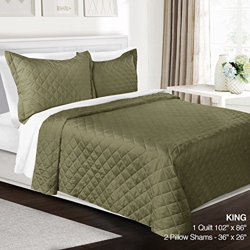 3 Piece Quilt Set King Size By Clara Clark? Luxury Bedspread Coverlet Soft All Season Microfiber ? Machine Washable - Comes in Many Colors - set includes Quilt & Shams