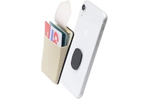 Sinjimoru Removable Cell Phone Wallet with Flap, Wireless Charging Compatible Cell Phone Card Holder for Back of Phone. Sinji Mount Flap Beige