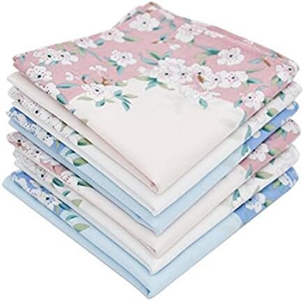Star Heaven Ladies Vintage Personalize Monogrammed Handkerchiefs Pocket Hanky in Bulk - Beige, Blue, Pink (12 pcs)