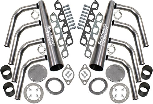NEW SOUTHWEST SPEED WELD-TOGETHER LAKE STYLE HEADER KIT WITH 3 1/2" MEGA-PHONE COLLECTORS FOR SMALL BLOCK FORD 351 CLEVELAND 4 BARREL & BOSS 302 ENGINES, STREET ROD, HOT, RAT