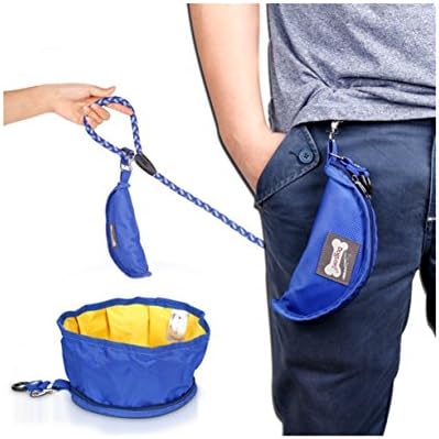 Blue Collapsble Portable Dog Bowl Santune Floding Travel Pet Food and Water Bolws for cats and dogs
