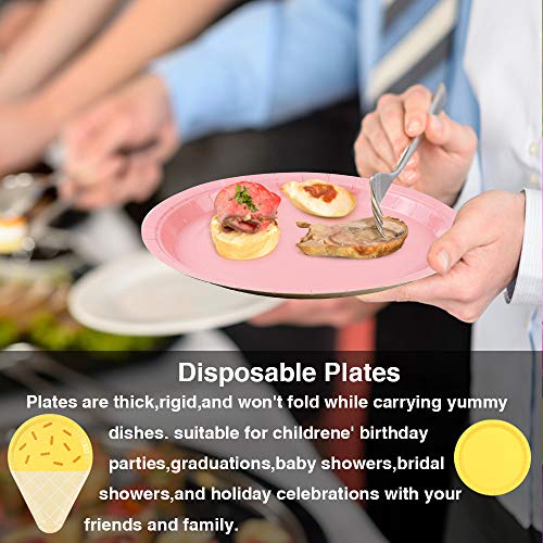 Dreamtop 24 pcs Disposable Paper Plates Ice Cream Party Plates Serves Cute Sundae Party Supplies for Appetizer, Lunch, Dinner, and Dessert, Kids Birthdays - Thumbnail 4