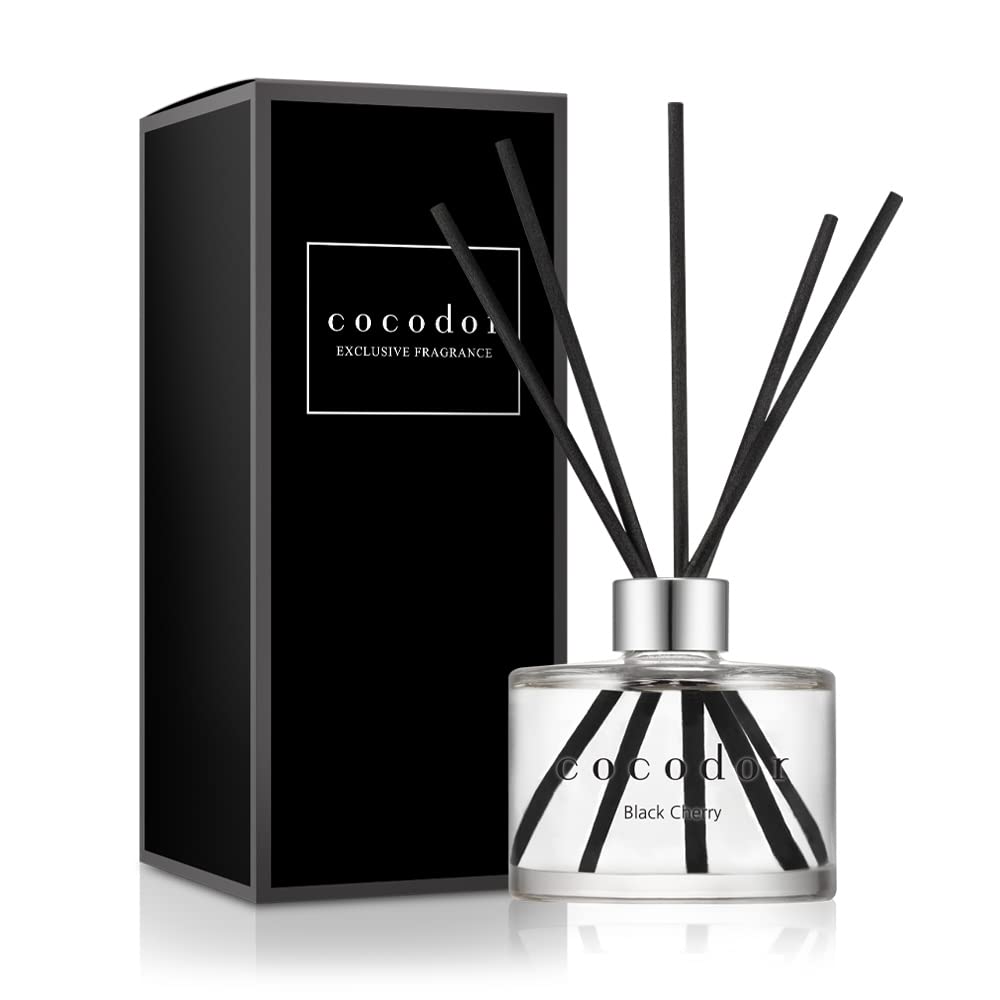 [COCODOR/Black Cherry] Signature Reed diffusers Oil with a Set of 5 Fiber Sticks, 200ml, Best for Home, Kitchen, Bathroom. A Wide Variety of scents for Aromatherapy, Good for Gifts.