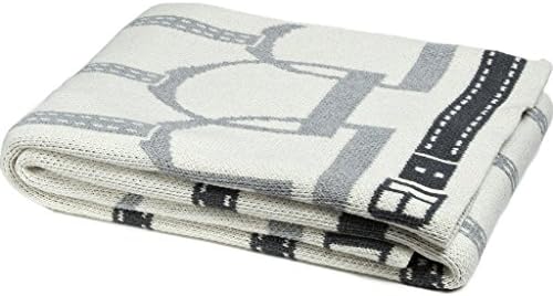 Eco Throw Blanket - Stirrup Pattern - Made From Soft Cotton And Polyester For Long Lasting Use – Milk / Aluminium / Smoke By in2green