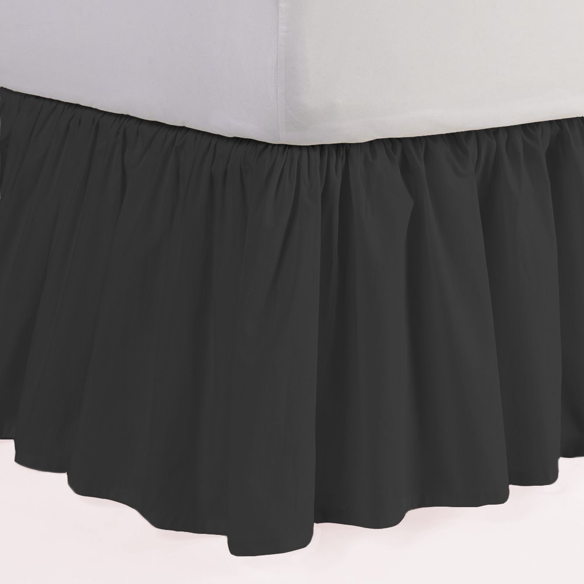 Cotton Ruffled Black Bed Skirt Any Drop Queen King Twin XL