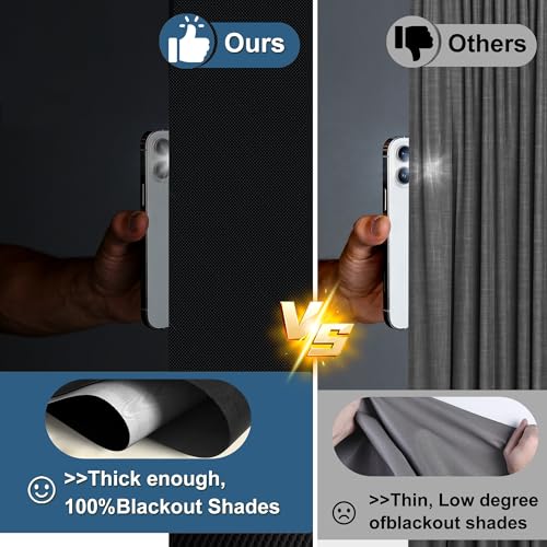 Blackout Blind No Drilling – 100% Blackout Oxford Fabric Improved Anti-Heat Sun Shade 200 x 145 cm Strong Adhesive Scratch for Home and Interior Windows