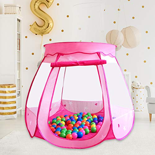 Gentle Monster Pop Up Princess Tent, Pink Princess Castle for Toddlers and Girls (No Assembly Required), Easy to Fold and Carry, Playhouse Suitable for Indoor or Outdoor Use