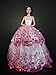 Qiyun White Ball Gown with Pink Sequined Lace Details Made to Fit the Barbie Doll