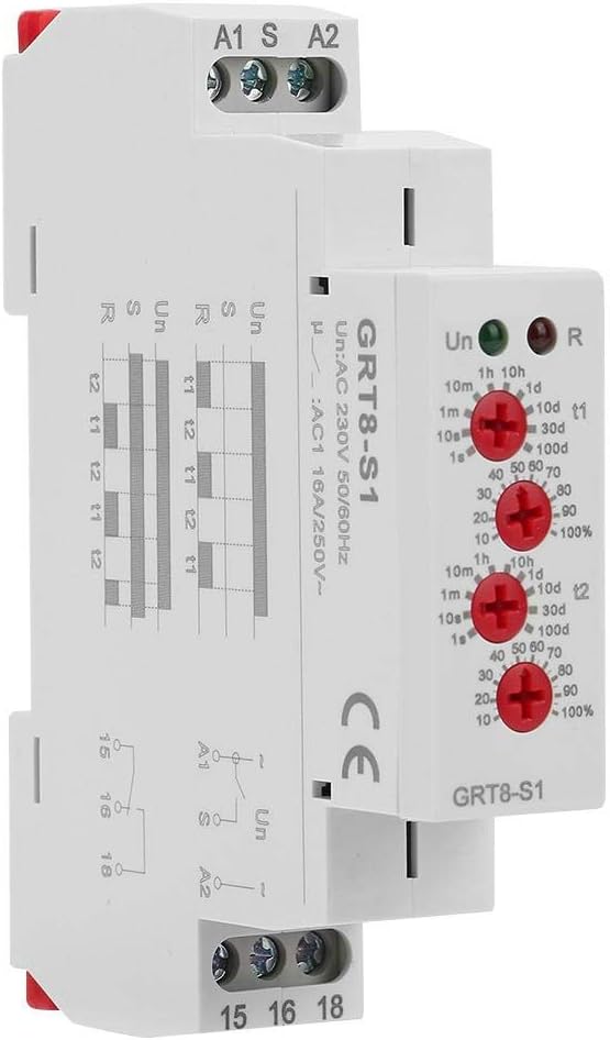 PBZYDU Cycle Time Relay, GRT8-S1 Mini Asymmetric ON/Off Repeat Timer AC 230V