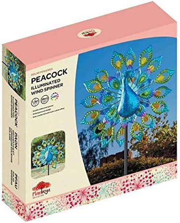 Garden Mile 130cm Colourful Peacock LED Solar Powered Wind Sculpture Garden Ornament Windmills For Gardens Metal Decoration Wind Spinner for Gardens Durable - Image 4