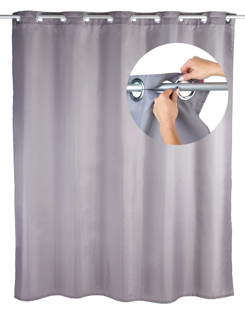 WENKO Shower curtain Comfort Flex Grey-washable, Polyester, 180 x 200 x 1 cm