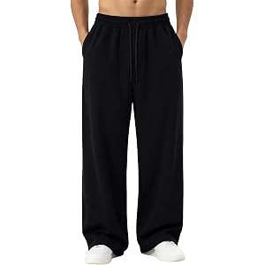 ATOFY Men's Baggy Sweatpants Wide Leg Elastic Waist Athletic Joggers Loose Lounge Pants with Pockets