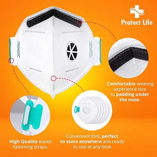 Disposable Dust Masks for face - NIOSH Certified - Safety N95 Respirator Mask with breathing valve (15 pack) | Multi-Layer Protection (VALVE) - Thumbnail 3