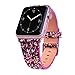 iiteeology Bling Band Compatible with Apple Watch Band 41mm 40mm 38mm, Leather Glitter Band for iWatch Series 9/8/7/6/5/4/3 - HotPink