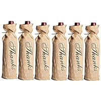 6pcs Thanks Letter Burlap Wine Bag Vintage Wedding Gift Wine Bottle Cover Red Wine Bottle Champagne Bags (Thanks)