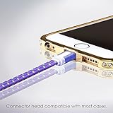 iPhone 7 Charger - 6ft, Purple, Flat Lightning Cable - Strong, Long, Braided USB Data Cord - High Speed Heavy Duty Sync Wire - For Apple iPhone 7, 6 6s, 5, iPad, iPod