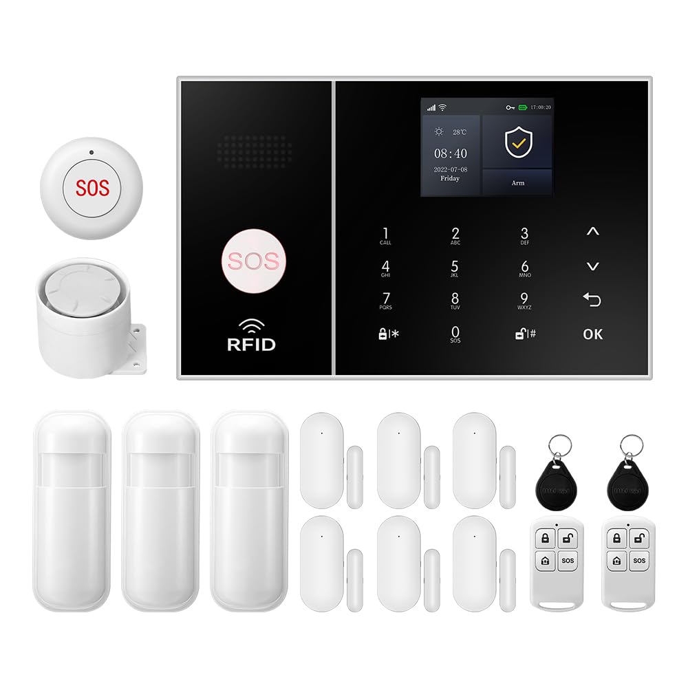 XNY WiFi Home Alarm System, Wireless Burglar Alarm System for Home Security with APP Alert, 16-Piece-Kit (Motion Detector, Door Window Sensor, Remote, Siren) Compatible with Alexa and Google Assistant