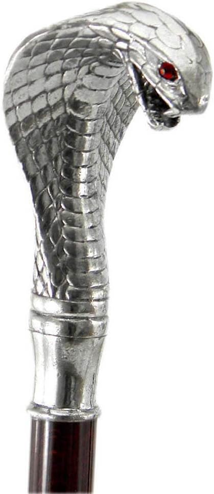 Bastone da passeggio in legno e peltro impugnatura cobra Made in Italy