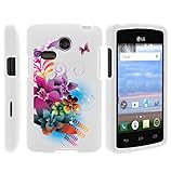 Sunrise Phone Case, Full Body Armor Hard Protector Case Cover with Image Design for LG Sunrise L15G, LG Lucky L16C (Straight Talk, TracFone, Net10) from MINITURTLE | Includes Clear Screen Protector and Stylus Pen - Purple Flower Butterfly