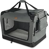 VOUNOT Pet Carrier Bag Portable Foldable Dog Cat Travel Carrier 3 Doors Grey