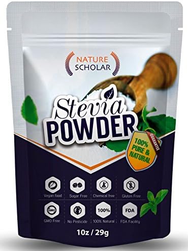 Nature Scholar Stevia Powder 1 Oz (190 servings) - 100% Pure &amp; Natural Stevia Extract Sugar Substitute Zero Calorie Chemical Free