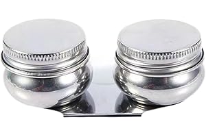 WVAPZWR Double Dipper Palette Cup, Stainless Steel Oil Painting Pot Container with Screw Lid and Clip, Palettes Container Cup for Acrylic or Oil Paint, Can Clip on Palette