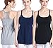 SUIEK Nursing Top Tank Cami Maternity Shirt Sleep Bra for Breastfeeding (X-Large, Black+Navy+Grey)