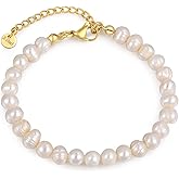 Crystal Vibe White Freshwater Pearl Bracelets for Women - Pearl Bracelet with Adjustable Golden Clasp - Gifts for Women - Gifts for Birthdays Anniversary Freindship