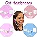 AMERICAN JEWEL Kitty Cat Ear Headphones - Wire Frame Headset with Volume Control and Microphone - Rose Gold and Crystal